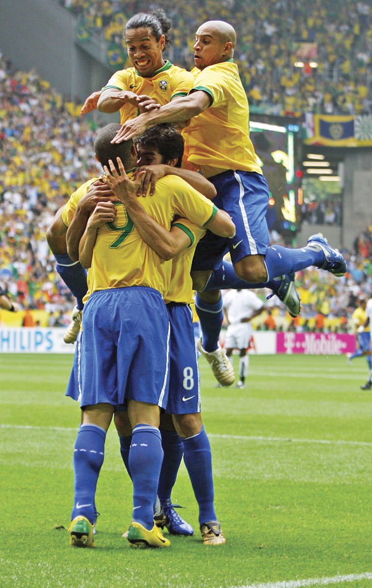BRAZIL: NUTS! The Seleção was goal-crazy in 2006 with (clockwise from top left) Ronaldinho, Roberto Carlos, Kaká and Ronaldo, who today oversees a less explosive bunch.